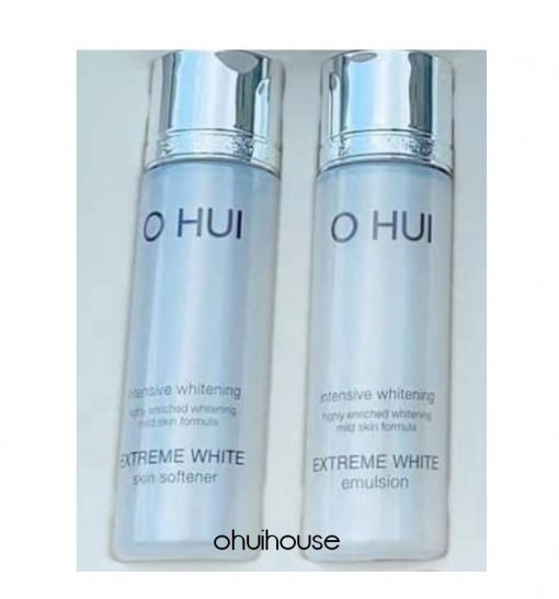 Nước cân bằng dưỡng trắng Extreme White Skin Softener và Sữa dưỡng OHUI Extreme White Emulsion 20ml