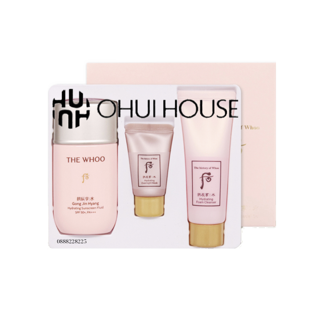 Bộ Kem chống nắng kiềm dầu dưỡng ẩm The history of Whoo Gongjinhyang Soo Vital Hydrating Sun Fluid SPF50+/PA+++ 60ml Special Set